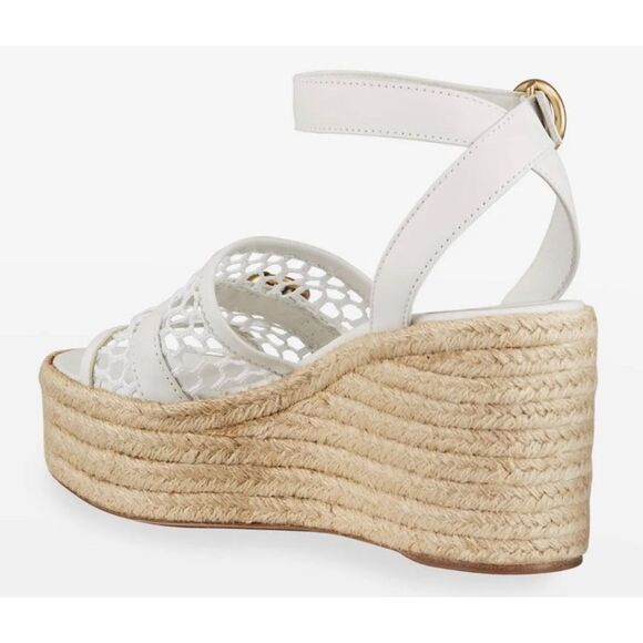 Gianvito Rossi Solana Buckle Napa wedge white leather platform wedge sandals - Picture 3 of 15